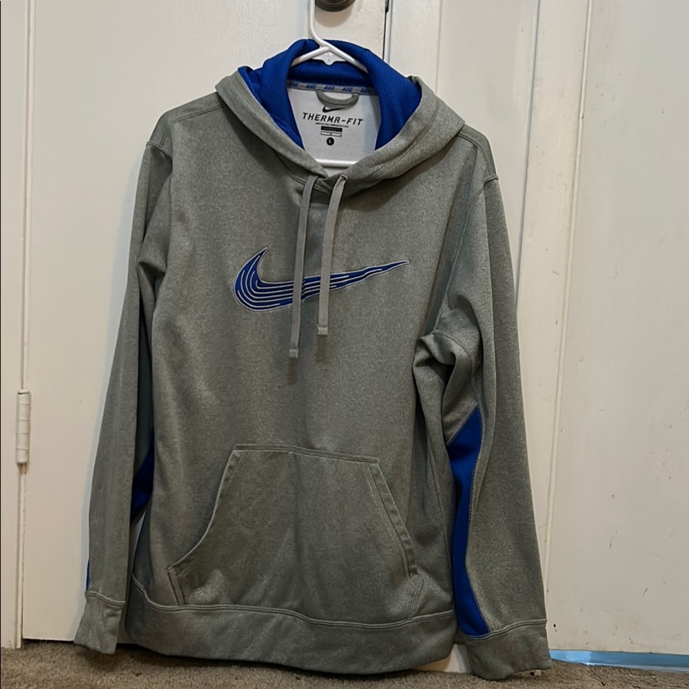Nike Gray and Blue Athletic Sweatshirt L hoodie